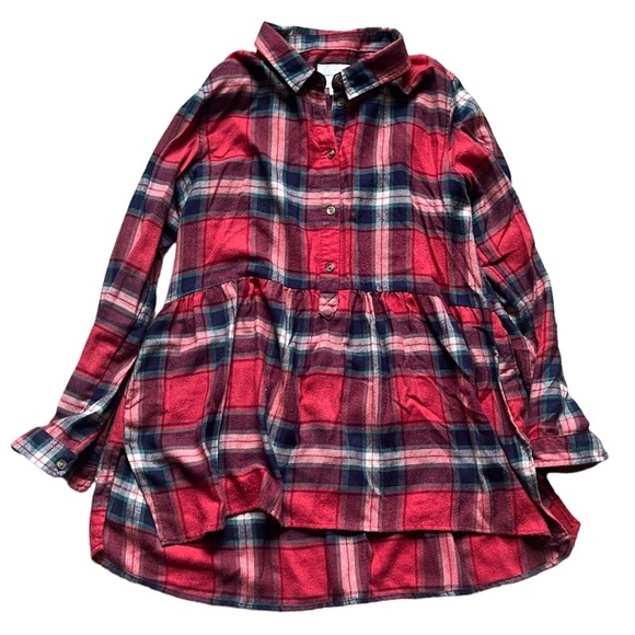 American Eagle | Jegging Fit Flannel Long Sleeve Peplum Button Down Top - Picture 1 of 5